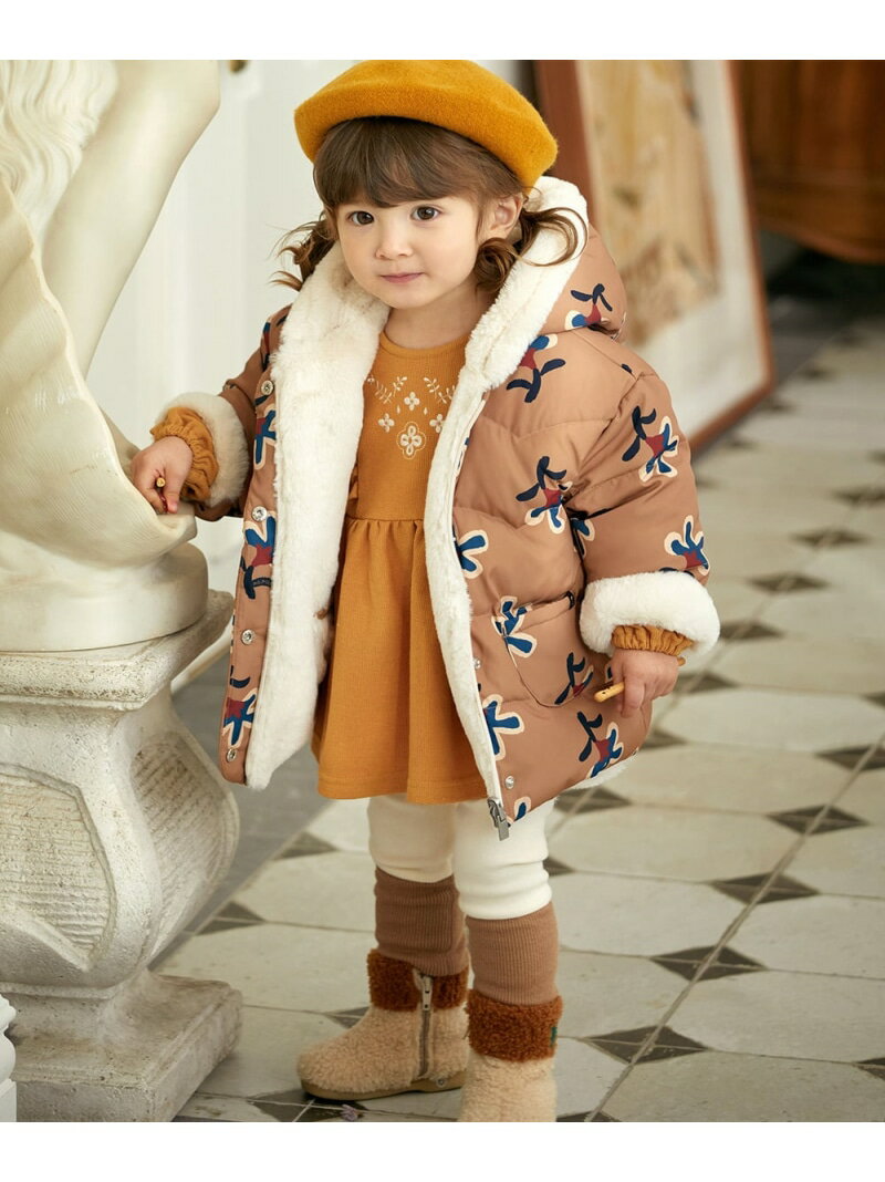 【SALE／50%OFF】moimoln 【リバーシブル】ビックフラワーダウン モイモルン ジャケット・アウター ダウンジャケット・ダウンベスト ブラウン【RBA_E】【送料無料】