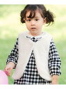 BeBe リボンモチーフボアベスト(90~100cm) ベベ オンライン ストア トップス ベスト・ジレ ピンク ホワイト【送料無料】