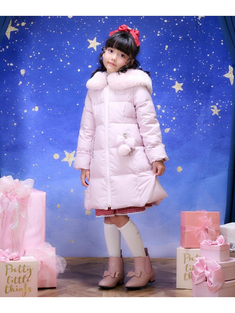 mezzo piano チャームつき ロングダウン ナルミヤオンライン ジャケット・アウター ダウンジャケット・ダウンベスト パープル ピンク【送料無料】