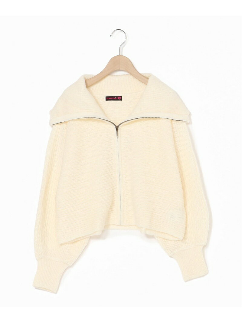 【SALE／50%OFF】Lovetoxic セーラーカラーニット羽織 ナルミヤオンライン トップス ニット ホワイト オレンジ ブラック【RBA_E】のサムネイル