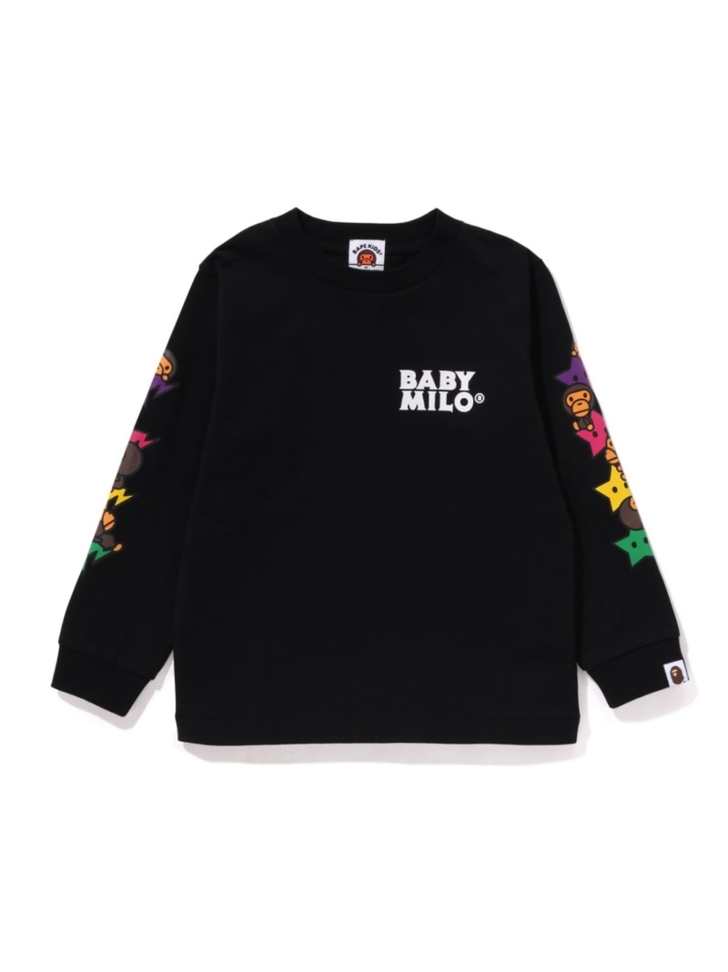 A BATHING APE BABY MILO STA L/S TEE ア ベイシング エイプ トップス カットソー・Tシャツ ブラック ホワイト【送料無料】