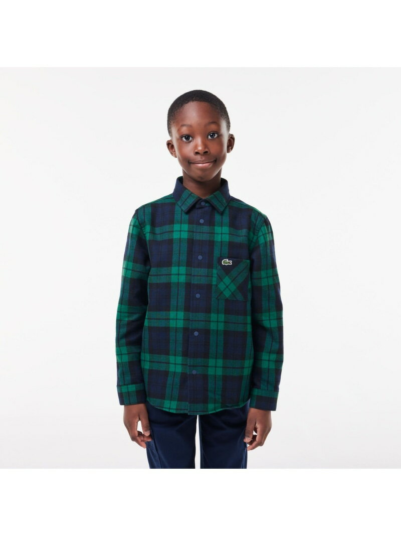 【SALE／50%OFF】LACOSTE ブラックウォッチJUNIORネルシャツ ラコステ トップス シャツ・ブラウス グリーン【RBA_E】【送料無料】