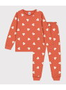 【SALE／10%OFF】PETIT BATEAU 裏起毛プリント長袖パジャマ プチバトー インナー・ルームウェア パジャマ【RBA_E】【送料無料】