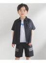 BeBe Petits Pois Vert サガラワッペン半袖シャツ+ハーフパンツセットアップ(95~150cm) ベベ オンライン ストア スーツ・フォーマル...