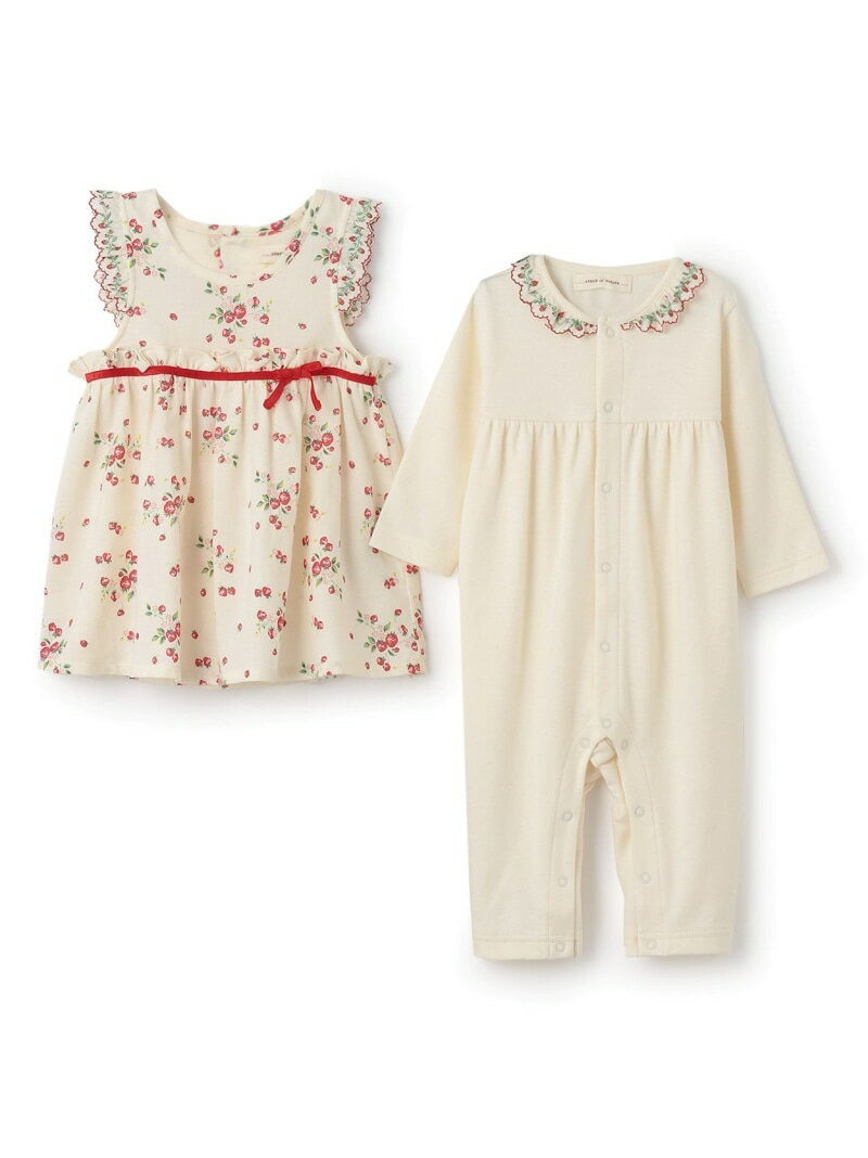 SENSE OF WONDER 野イチゴエプロンつきカバーオール ナルミヤオンライン マタニティウェア・ベビー用品 ロンパース・カバーオール ベージュ【送料無料】