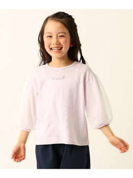 【SALE/40%OFF】3can4on 【110cm~160cm】チュール7分袖プルオーバー サンカンシオン カットソー Tシャツ ホワイト パープル【RBA_E】