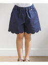 BeBe Petits Pois Vert 裾スカラップカラーデニムショートパンツ(95~160cm) ベベ オンライン ストア パンツ キュロット ネイビー ...