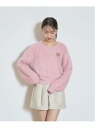 【SALE/50%OFF】Lovetoxic ブローチつきシャギーニット ナルミヤオンライン トップス ニット ピンク ブルー ホワイト【RBA_E】