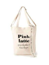 【SALE／40%OFF】PINK-latte ロゴリボン付きキャンバストートバッグ ピンク ラテ バッグ トートバッグ ホワイト ブラック パープル【RBA_E】