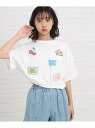 【SALE／50%OFF】PINK-latte 【前後2WAY】裾ドロストワッペンTシャツ ピンク ラテ トップス カットソー・Tシャツ ホワイト グレー カーキ【RBA_E】