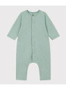 PETIT BATEAU チュビックキルティング前開きロンパース プチバトー マタニティウェア・ベビー用品 ロンパース・カバーオール グリーン