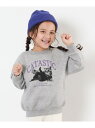 devirock デビラボ ガールズ プリント BOXシルエット 裏起毛トレーナー デビロック トップス スウェット・トレーナー パープル グリーン グレー