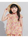 【SALE/40%OFF】BeBe 【DEVEAUX】水彩風花柄シャーリングブラウス(90~140cm) ベベ オンライン ストア トップス シャツ・ブラウス グレー ピンク【RBA_E】【送料無料】