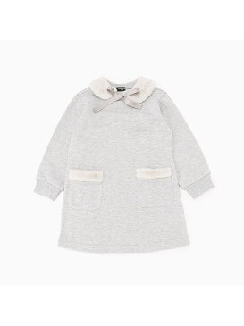COMME CA ISM エコファーティペット付き 長袖ワンピース コムサイズム ワンピース 長袖ワンピース ベージュ グレー【送料無料】