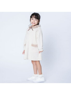 COMME CA ISM エコファーティペット付き 長袖ワンピース コムサイズム ワンピース 長袖ワンピース ベージュ グレー【送料無料】
