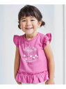 BeBe 遊園地ハートモチーフ裾フリル天竺Tシャツ(80~90cm) ベベ オンライン ストア マタニティウェア・ベビー用品 ベビートップス ピンク ホワイト【...