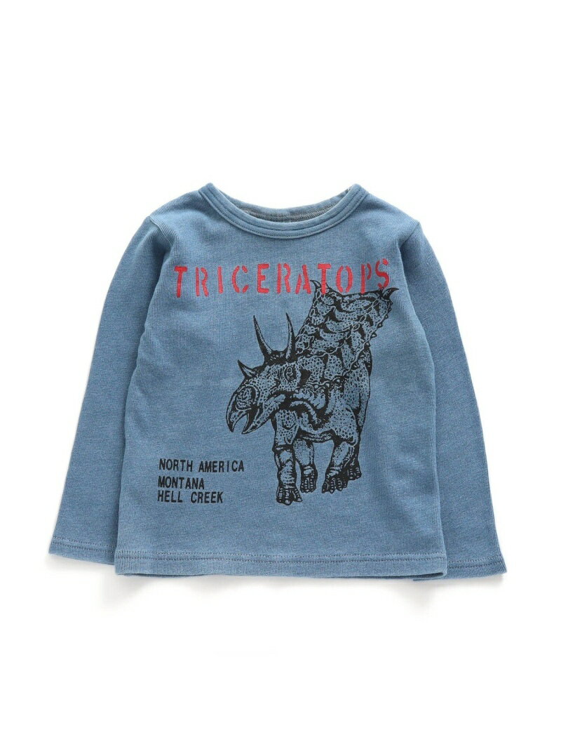 【SALE／50%OFF】BREEZE 点描恐竜Tシャツ エフオーオンラインストア トップス カットソー・Tシャツ ブルー グレー オレンジ【RBA_E】のサムネイル