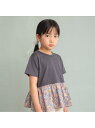 branshes 【WEB限定/DRC/やわらか天竺】柄フリル切替半袖Tシャツ ブランシェス トップス カットソー・Tシャツ ホワイト グレー