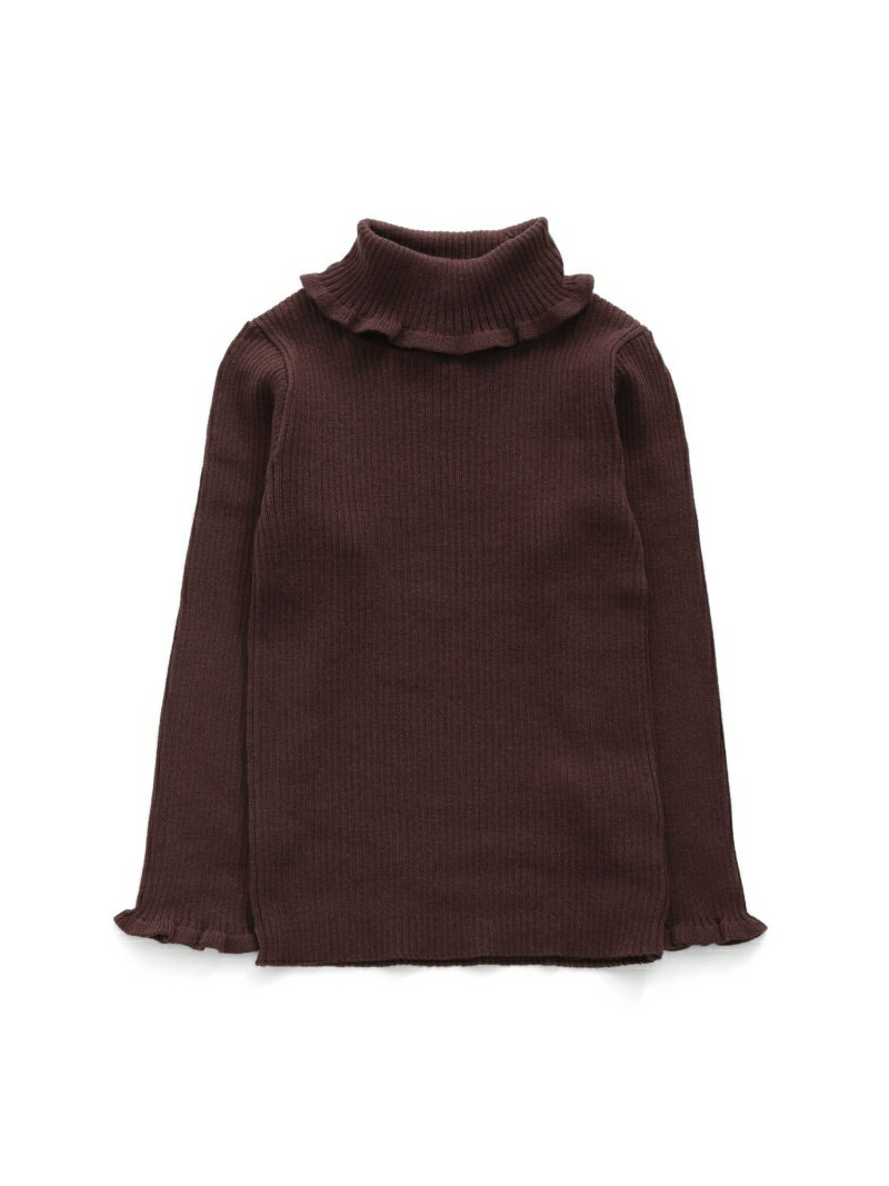 【SALE／50%OFF】apres les cours フリルリブニット エフオーオンラインストア トップス カットソー・Tシャツ ブラウン ホワイト パープル【RBA_E】のサムネイル