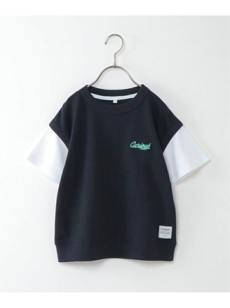 【SALE／50%OFF】ikka 【キッズ】ベストレイヤード風Tシャツ(120~160cm) イッカ トップス カットソー・Tシャツ グリーン ネイビー【RBA_E】のサムネイル