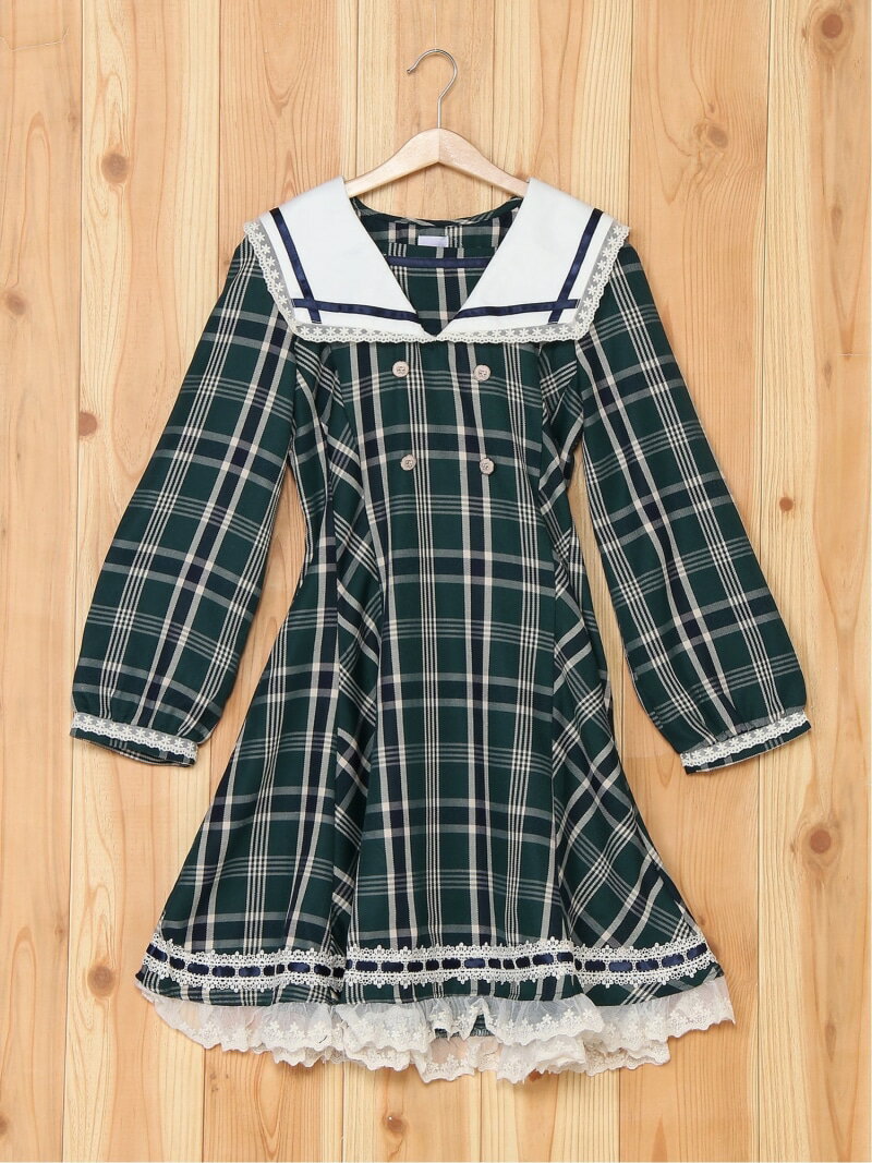 【SALE／50%OFF】axes femme (K)刺繍入りセーラー襟OP アクシーズファム ワンピース・ドレス その他のワンピース・ドレス レッド グリーン【RBA_E】のサムネイル