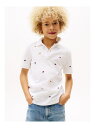 TOMMY HILFIGER BOYS オールオーバーフラッグエンブロイダリーポロシャツ トミーヒルフィガー トップス ポロシャツ ホワイト【送料無料】