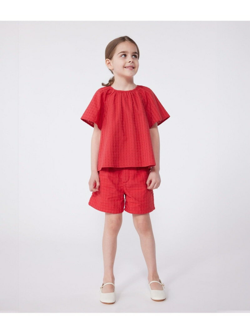 【SALE／10%OFF】PETIT BATEAU 半袖ブラウス プチバトー トップス シャツ・ブラウス レッド【RBA_E】【送料無料】
