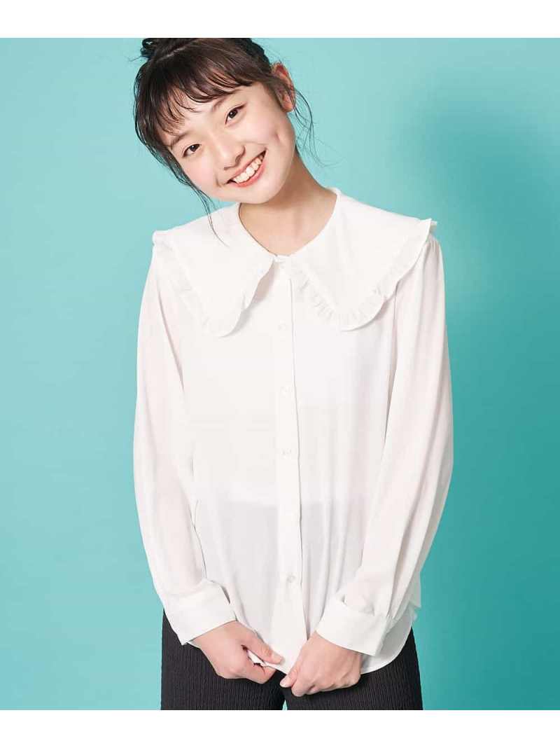 【SALE／20%OFF】a.v.v [100-130]ビッグカラーブラウス[WEB限定サイズ] アー・ヴェ・ヴェ トップス シャツ・ブラウス ホワイト ブルー【RBA_E】のサムネイル