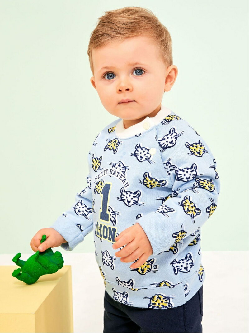 【SALE／50%OFF】PETIT BATEAU (K)プリント長袖プルオーバー_BL プチバトー トップス その他のトップス ブルー【RBA_E】のサムネイル