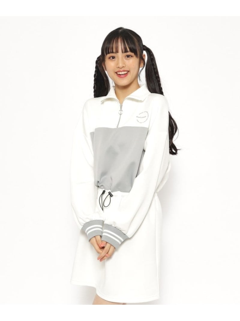 【SALE／30%OFF】PINK-latte ハーフZIPデザインワンピース ピンク ラテ ワンピース・ドレス その他のワンピース・ドレス ホワイト ブラック【RBA_E】のサムネイル