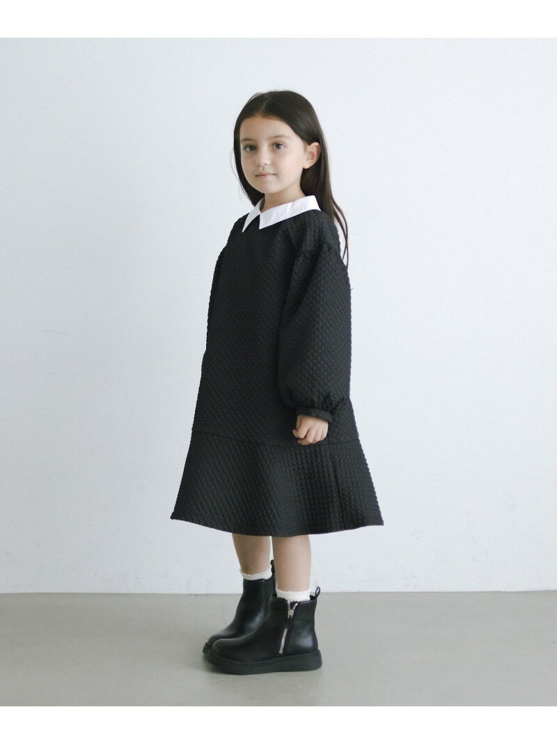 【SALE／40%OFF】UNITED ARROWS green label relaxing エンボス エリツキ ワンピース 100cm-130cm ユナイテッドアローズ グリーンレーベルリラクシング ワンピース・ドレス ワンピース ブラック カーキ【RBA_E】のサムネイル