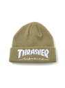 THRASHER THRASHER/(K)MAGLOGO KIDS ニット ビーニー スラッシャー　バイ　リフルページ 帽子 ニット帽・ビーニー ベージュ ブラック