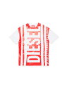 DIESEL キッズ Tシャツ ロゴ ディーゼル トップス カットソー・Tシャツ ブラック ホワイト【送料無料】