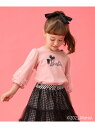 ANY KIDS 【Barbie(TM)】リボン 七分袖Tシャツ エニィ トップス カットソー・Tシャツ ブラック ピンク