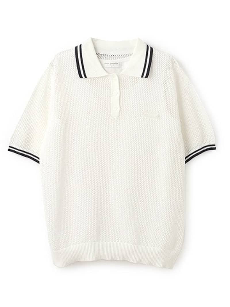 【SALE／50%OFF】pom ponette junior メッシュ半袖ポロニット ナルミヤオンライン トップス ニット ネ..