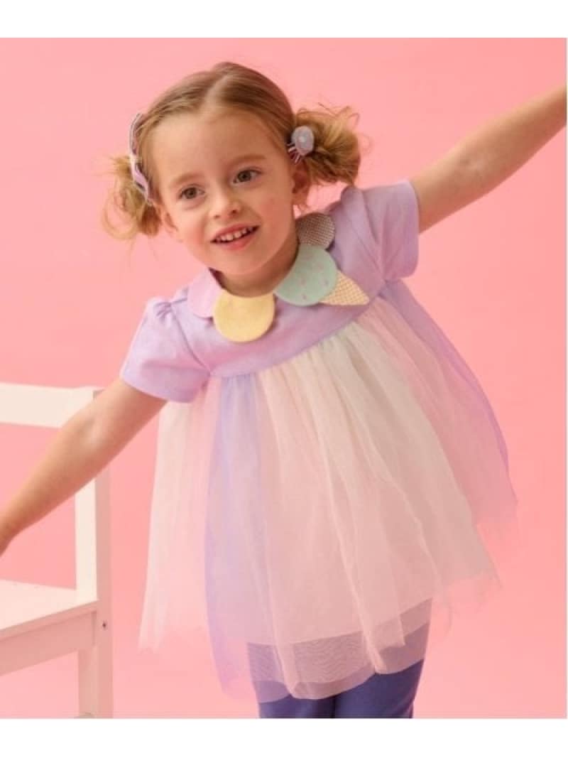 【SALE／30%OFF】baby cheer アイス衿チュールチュニック ナルミヤオンライン ワンピース・ドレス チュニック パープル ピンク【RBA_E】【送料無料】のサムネイル