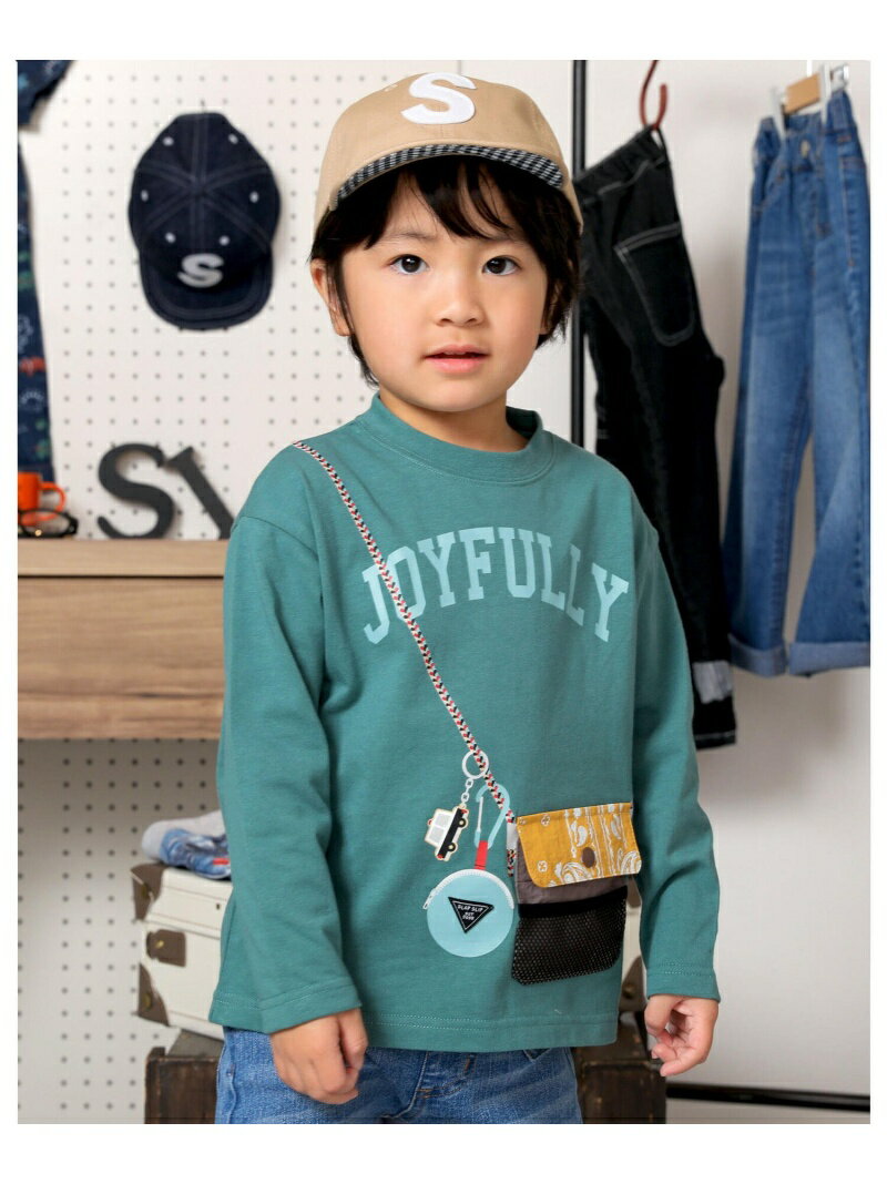 【SALE／50%OFF】SLAP SLIP サコッシュモチーフ付長袖Tシャツ(80~130cm) ベベ オンライン ストア トップス カットソー・Tシャツ グリーン ホワイト【RBA_E】のサムネイル