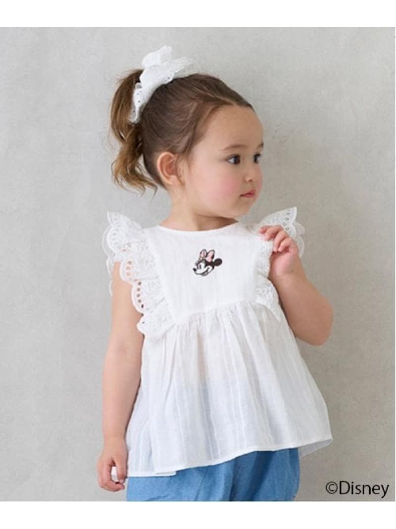 【SALE／30%OFF】petit main 【Disney】ミニー/フリルチュニック ナルミヤオンライン ワンピース・ドレス チュニック ピンク パープル ホワイト【RBA_E】のサムネイル