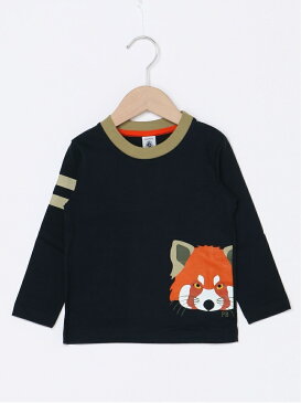 PETIT BATEAU (K)プリント長袖Tシャツ プチバトー マタニティー/ベビー ロンパース/カバーオール ネイビー【送料無料】
