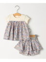 SHIPS KIDS SHIPS KIDS:70~80cm / フラワー 半袖 セット ロンパース シップス マタニティウェア・ベビー用品 ロンパース・カバーオール ブルー ピンク【送料無料】