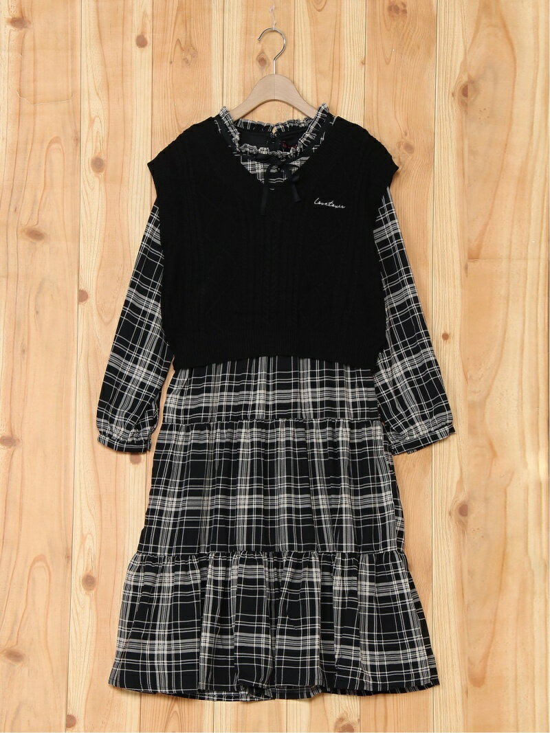 【SALE／50%OFF】Lovetoxic ベストOPSET ナルミヤオンライン ワンピース・ドレス その他のワンピース・ドレス ブラック ベージュ【RBA_E】のサムネイル