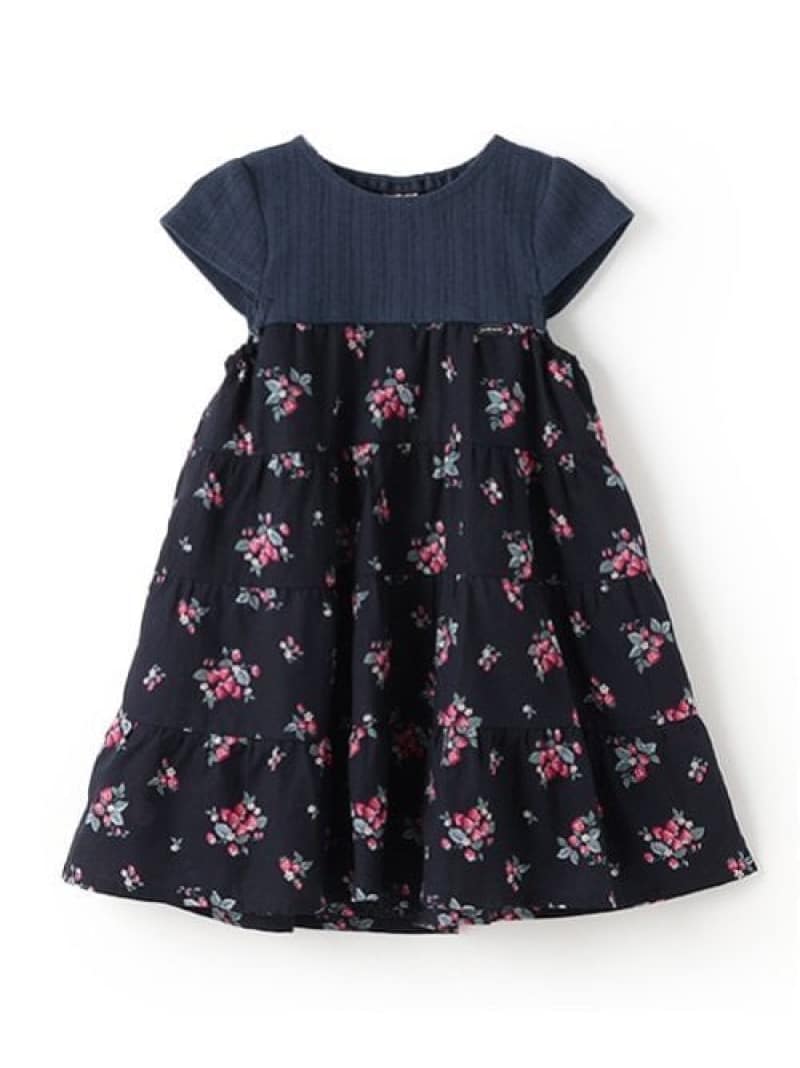 【SALE／45%OFF】petit main 【リンク】いちご柄ドッキングワンピース(キッズ) ナルミヤオンライン ワンピース・ドレス ワンピース ホワイト ネイビー【RBA_E】