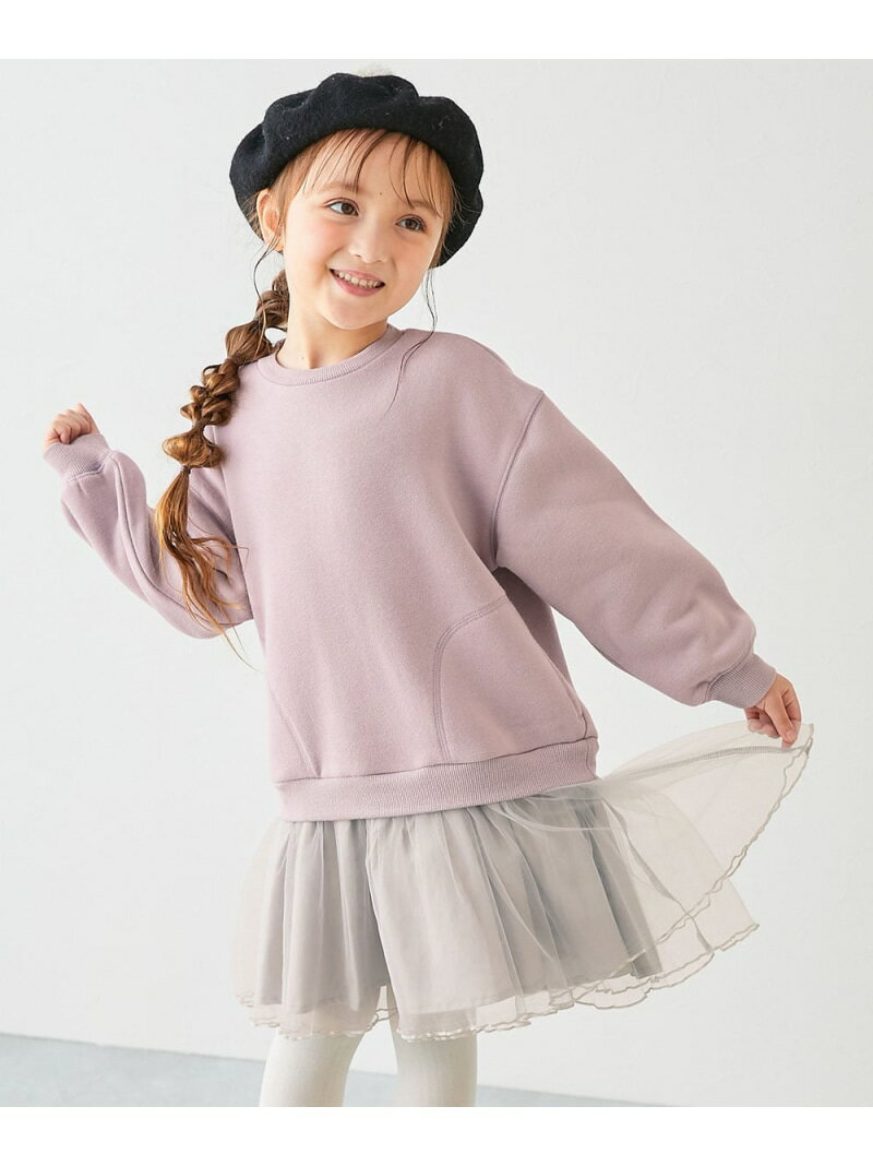 devirock ふんわり裾チュール 裏起毛 ワンピース 長袖ワンピース ワンピース 25AW デビロック ワンピース・ドレス ワンピース パープル グレー ブラック ホワイト ピンク ネイビーのサムネイル