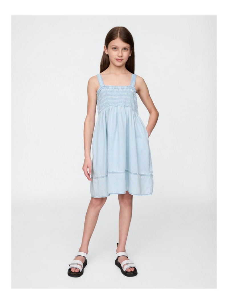 【SALE／67%OFF】GAP (K)スモッキングギャザー デニムワンピース (キッズ) ギャップ ワンピース・ドレス ワンピース ブルー【RBA_E】