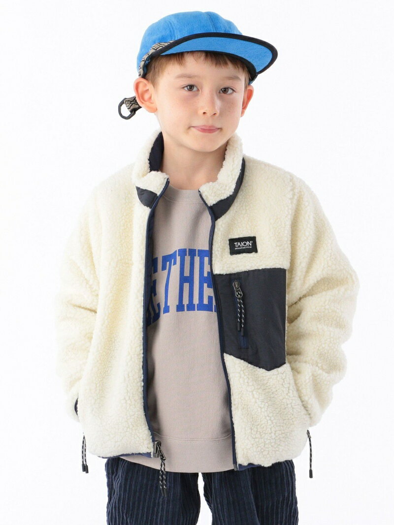 SHIPS KIDS *【一部SHIPS KIDS別注】TAION:100~140cm / キッズ ボア リバーシブル ダウン ジャケット シップス コート/ジャケット キッズアウター ホワイト ブラック グリーン【先行予約】*【送料無料】