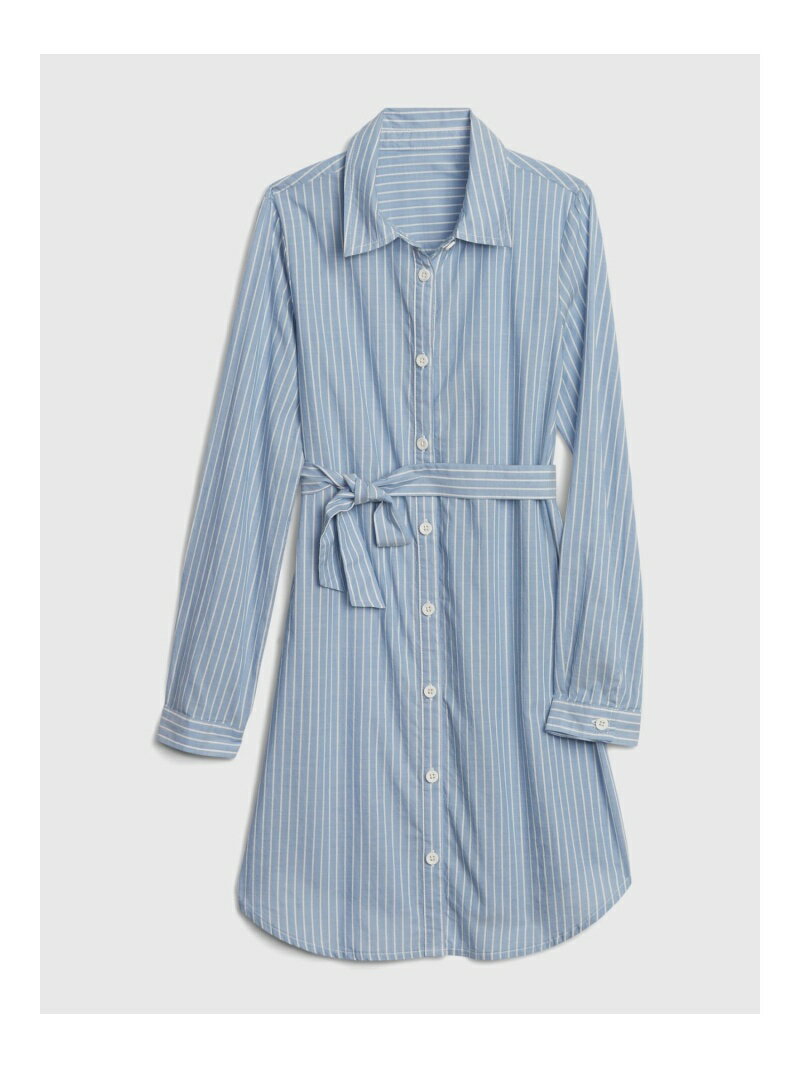 GAP (K)ミディシャツワンピース (キッズ) ギャップ ワンピース・ドレス ワンピース ブルー ベージュ カーキのサムネイル
