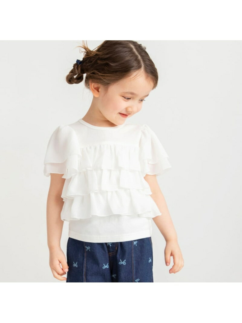 branshes フリルTシャツ ブランシェス トップス カットソー・Tシャツ ホワイト ブラックのサムネイル