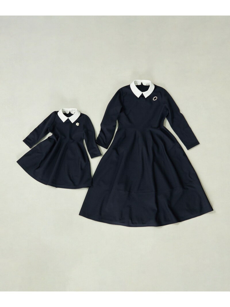 NOLLEY'S ＜親子セット着用対応＞＜手洗い可能＞白襟ワンピース(120cm) ノーリーズ ワンピース・ドレス ワンピース ネイビー【送料無料】のサムネイル