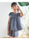 Tartine et Chocolat リボン半袖切替ブラウス+ハーフパンツ セットアップ(90~140cm) ベベ オンライン ストア トップス シャツ・ブラ...