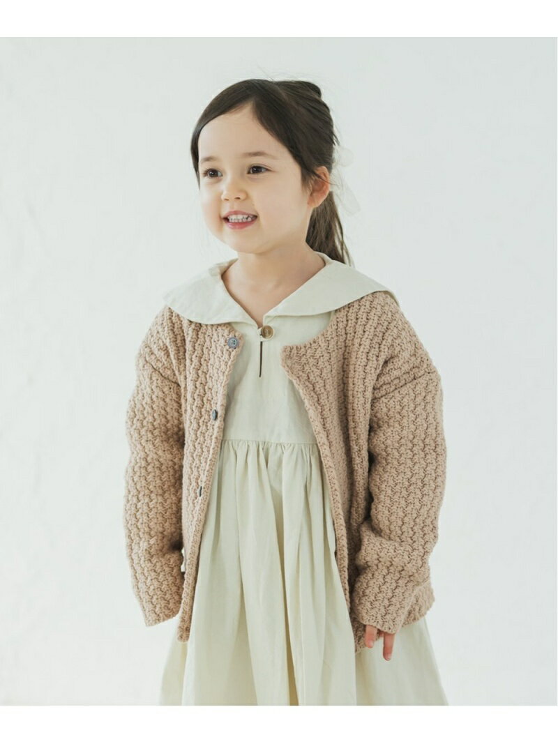 riziere riziere/(K)バスケット編みコットンカーディガン リジェール トップス カーディガン ベージュ グレー ホワイトのサムネイル